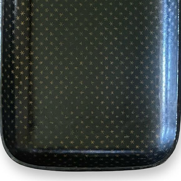 Vintage Wood Plastic Polymer Pen Desk Tray Set Black Gold Starburst Pattern (2) - Picture 10 of 15